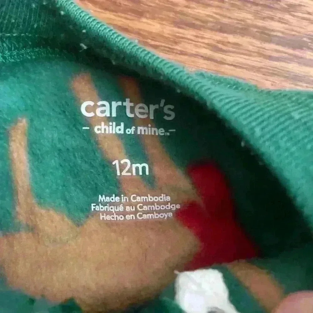 TWINS Christmas Size 12 months Carter's Reindeer Fleece Cotton Pajamas Set of 2 - Picture 5 of 7
